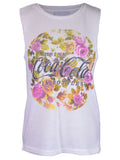 Top de punto sin mangas con cuello redondo y logo de Coca-Cola con estampado floral clásico e informal Sunset