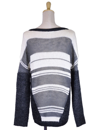 Lush Hello Fall Chunky Striped Raglan Sleeves Contrast Pullover Knit Sweater Top