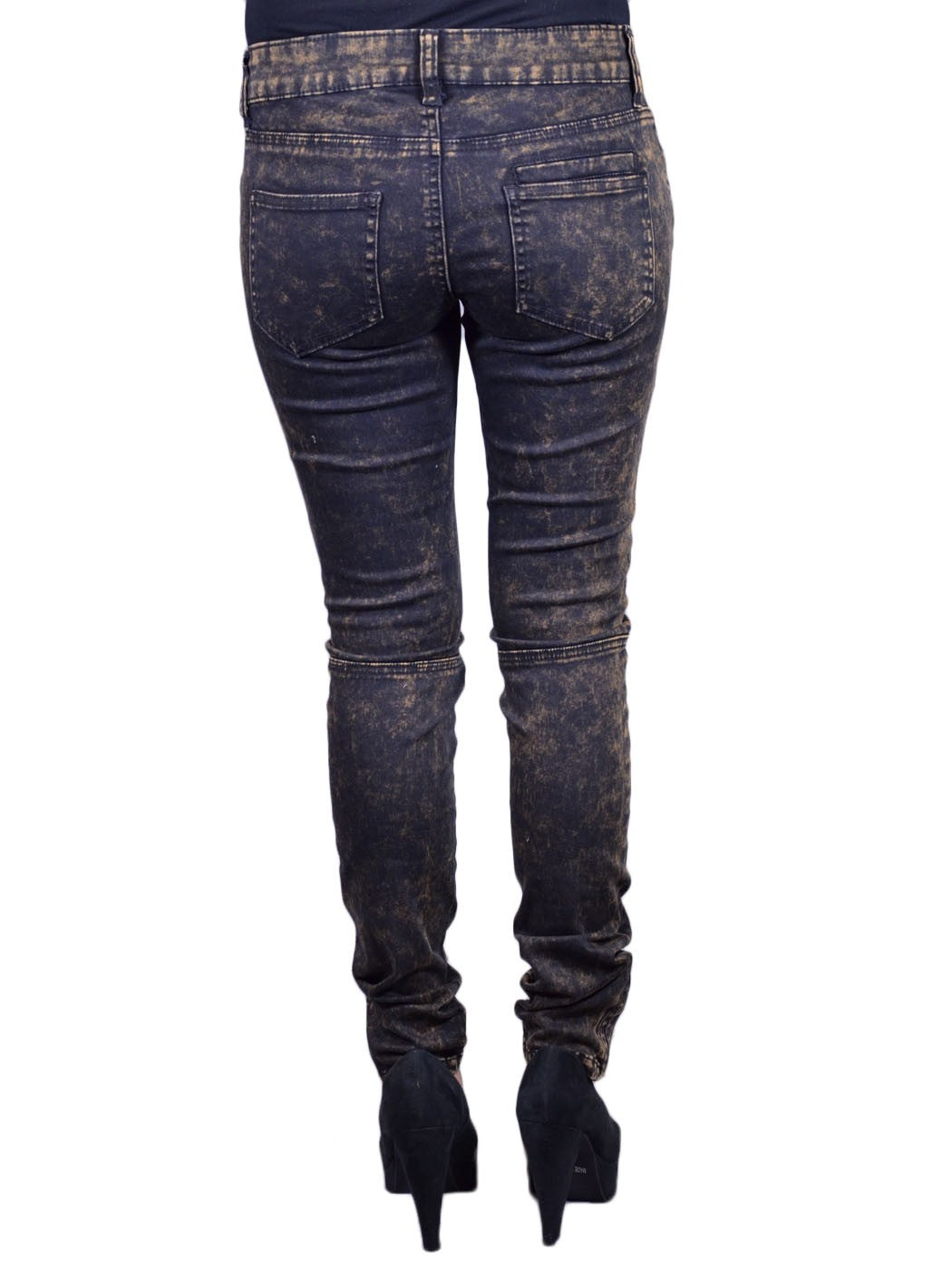 Pantalones tipo jegging ajustados con cremallera y tobillos en color chocolate lavado a la piedra de Uniq Earthy Funky Urban