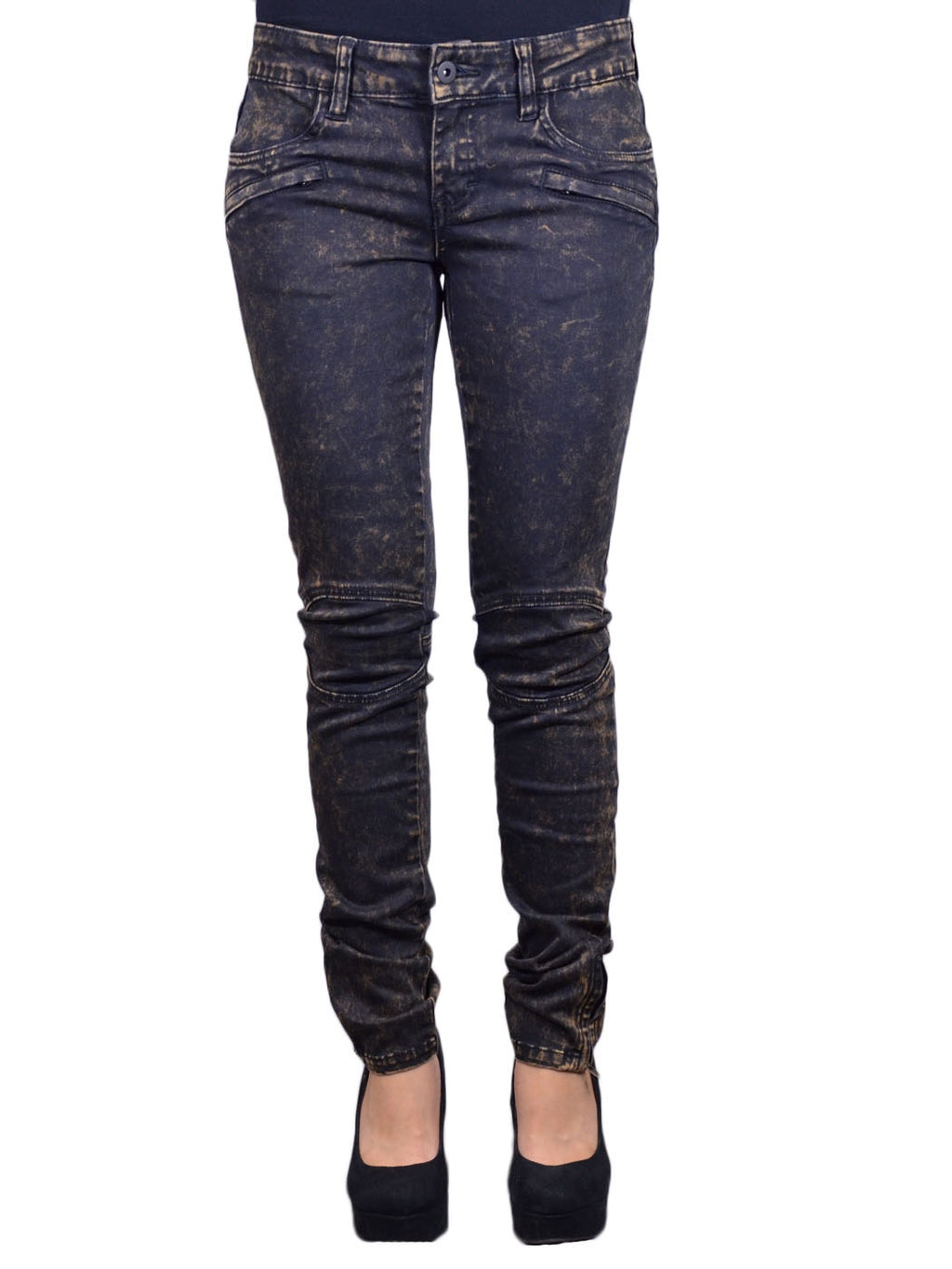 Pantalones tipo jegging ajustados con cremallera y tobillos en color chocolate lavado a la piedra de Uniq Earthy Funky Urban