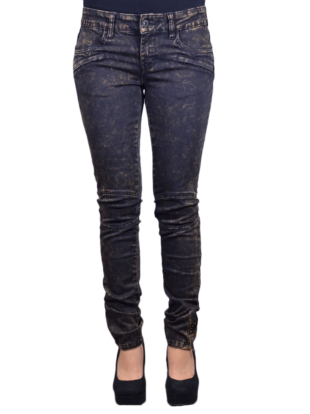 Pantalones tipo jegging ajustados con cremallera y tobillos en color chocolate lavado a la piedra de Uniq Earthy Funky Urban