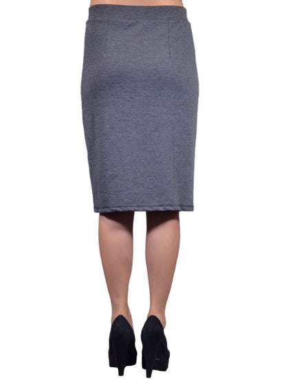 Tresics Brand Black and Grey Leopard Print Panels Exposed Zip Skirt