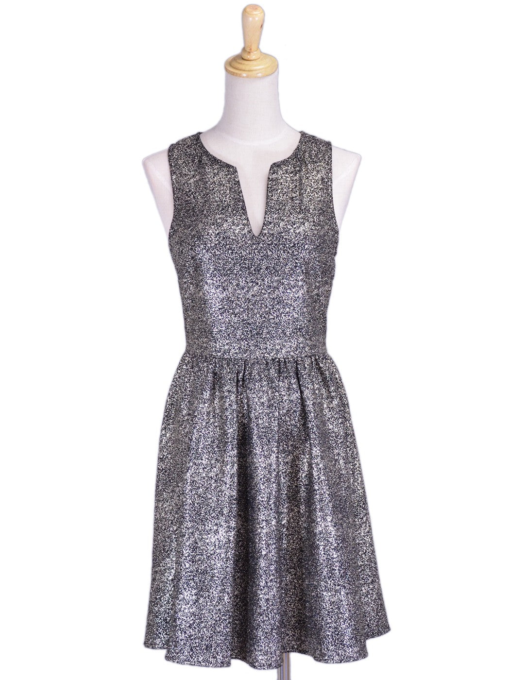 Everly Brand Gold Metallic Glitter Shimmer Cut Out Detail Holiday Party Dress