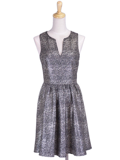 Everly Brand Gold Metallic Glitter Shimmer Cut Out Detail Holiday Party Dress