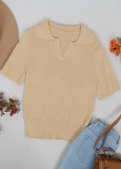 Camisa de punto con cuello en V