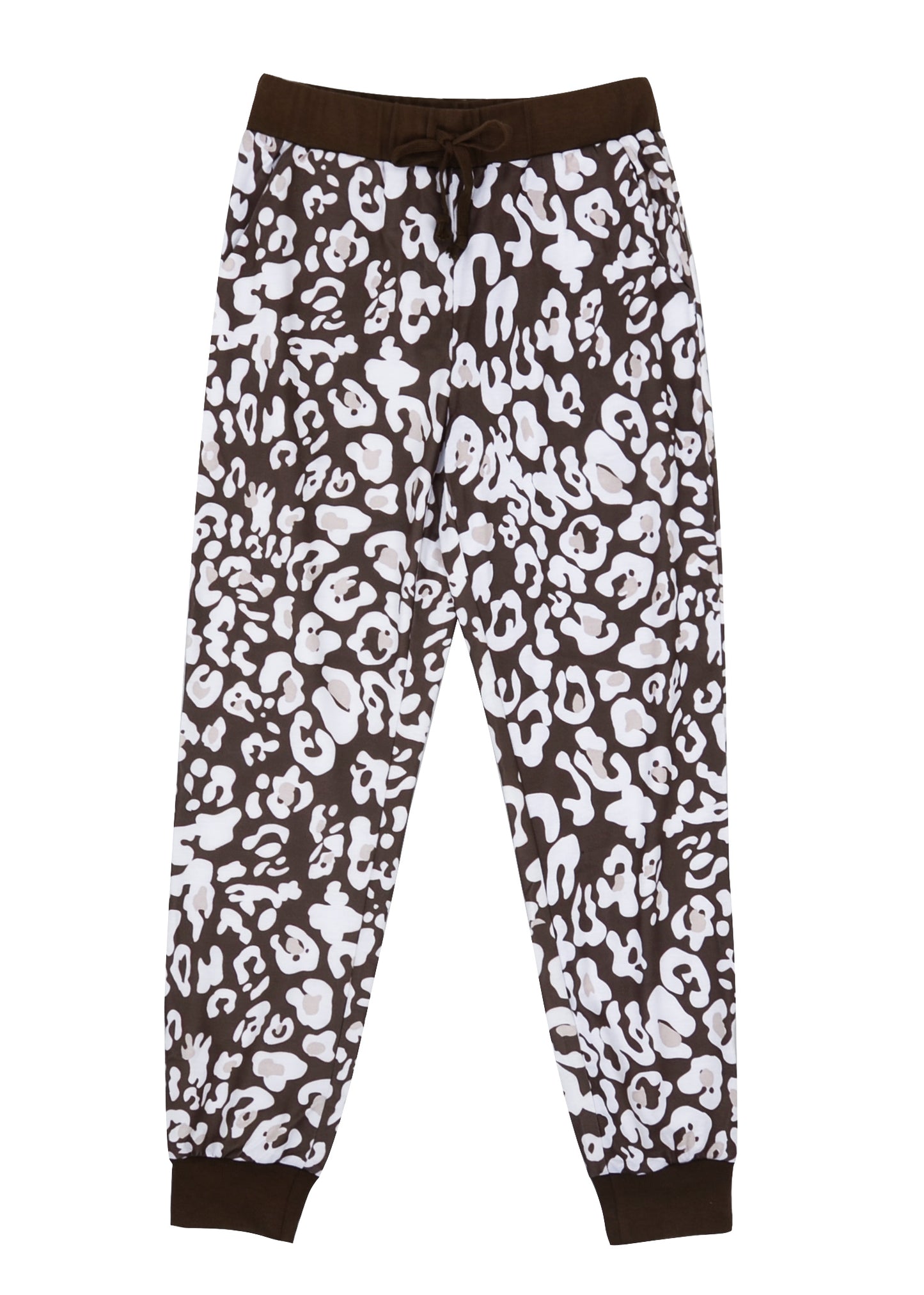 Pantalones de estar por casa con estampado de leopardo de las nieves 