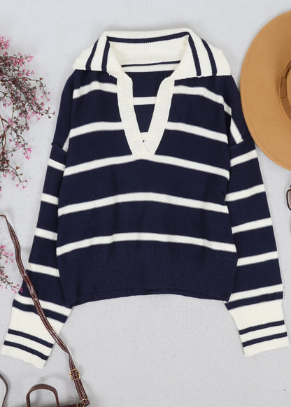 Classic Striped Collared Sweater