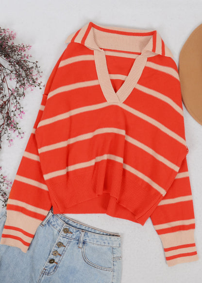 Classic Striped Collared Sweater