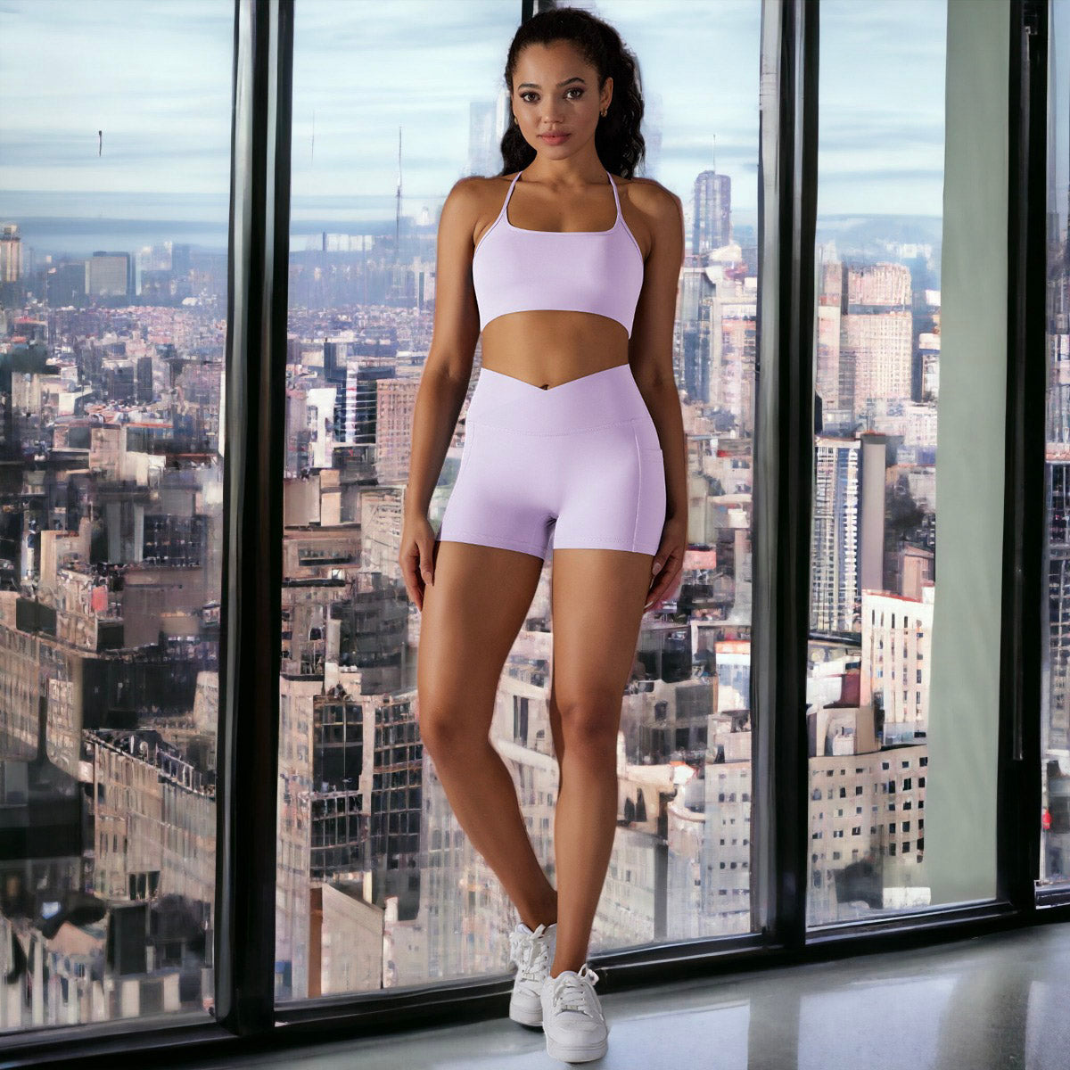 Conjunto deportivo sin espalda en color liso