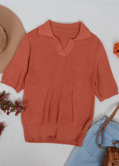 Camisa de punto con cuello en V