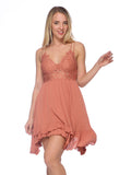 Scallop Lace Asymmetrical Ruffle Dress