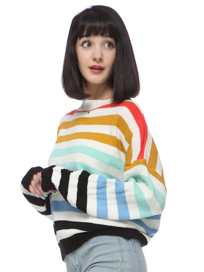 Suéter con rayas de arcoíris