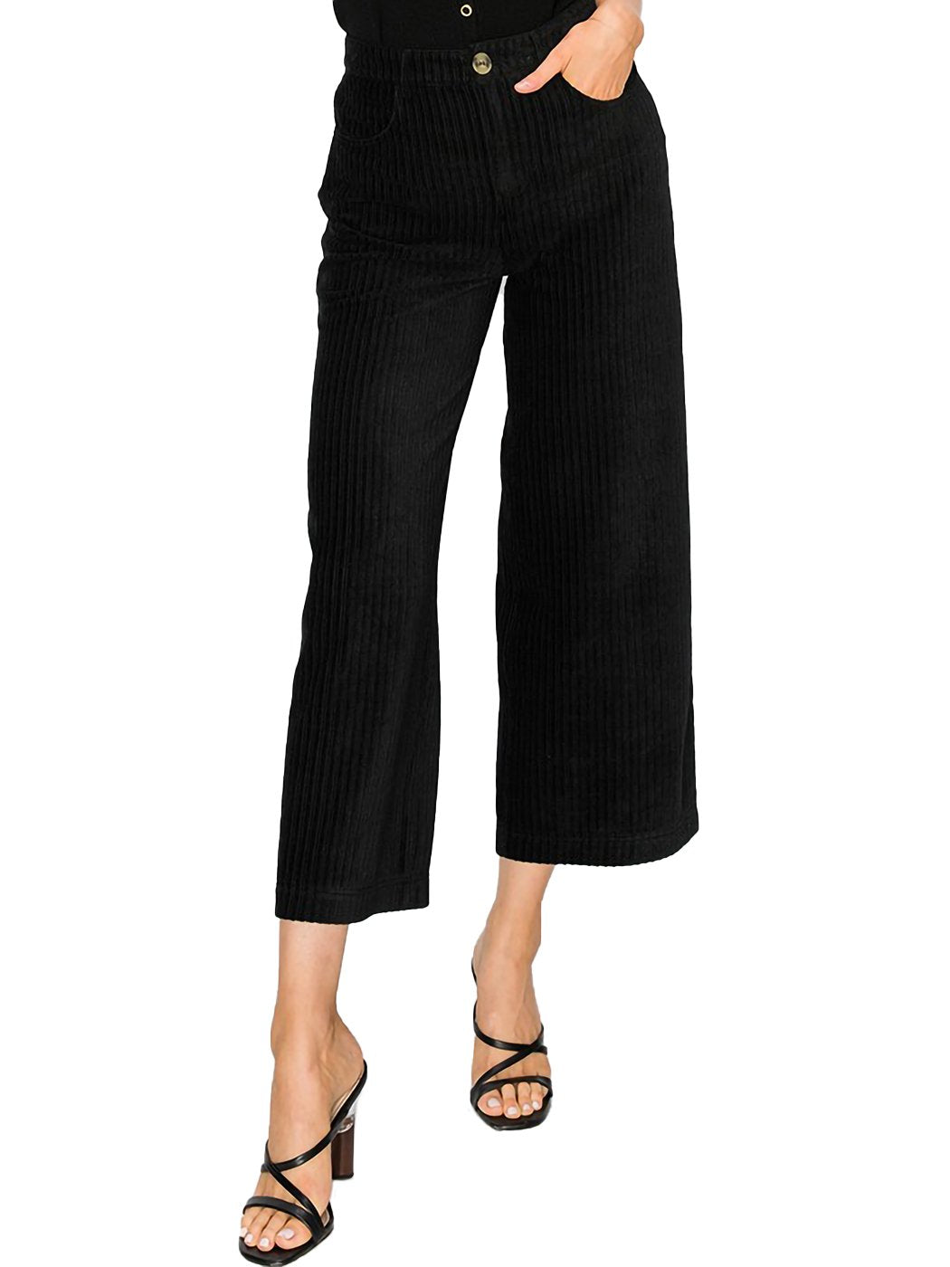 Culottes de pana de tiro alto