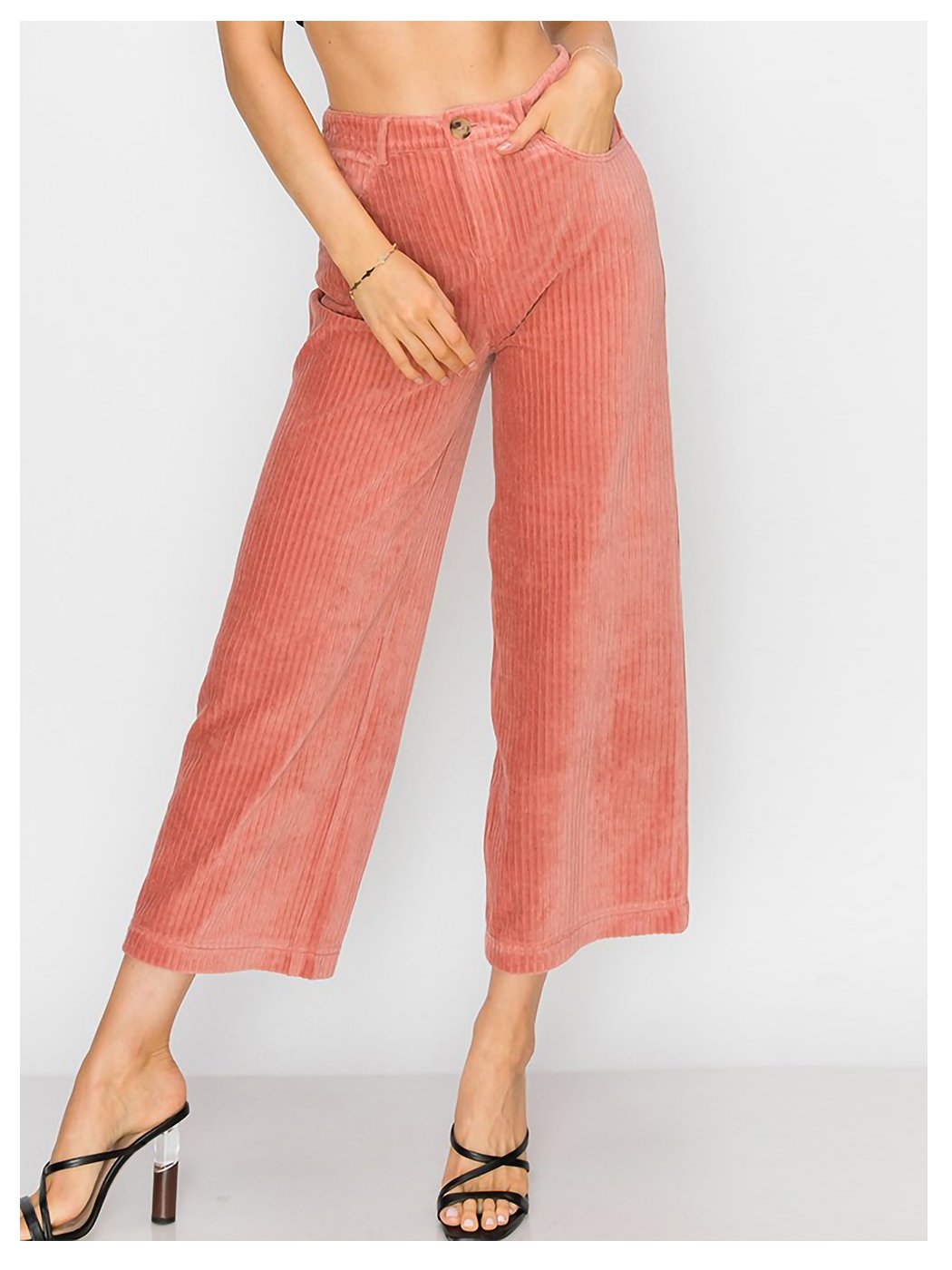 Culottes de pana de tiro alto