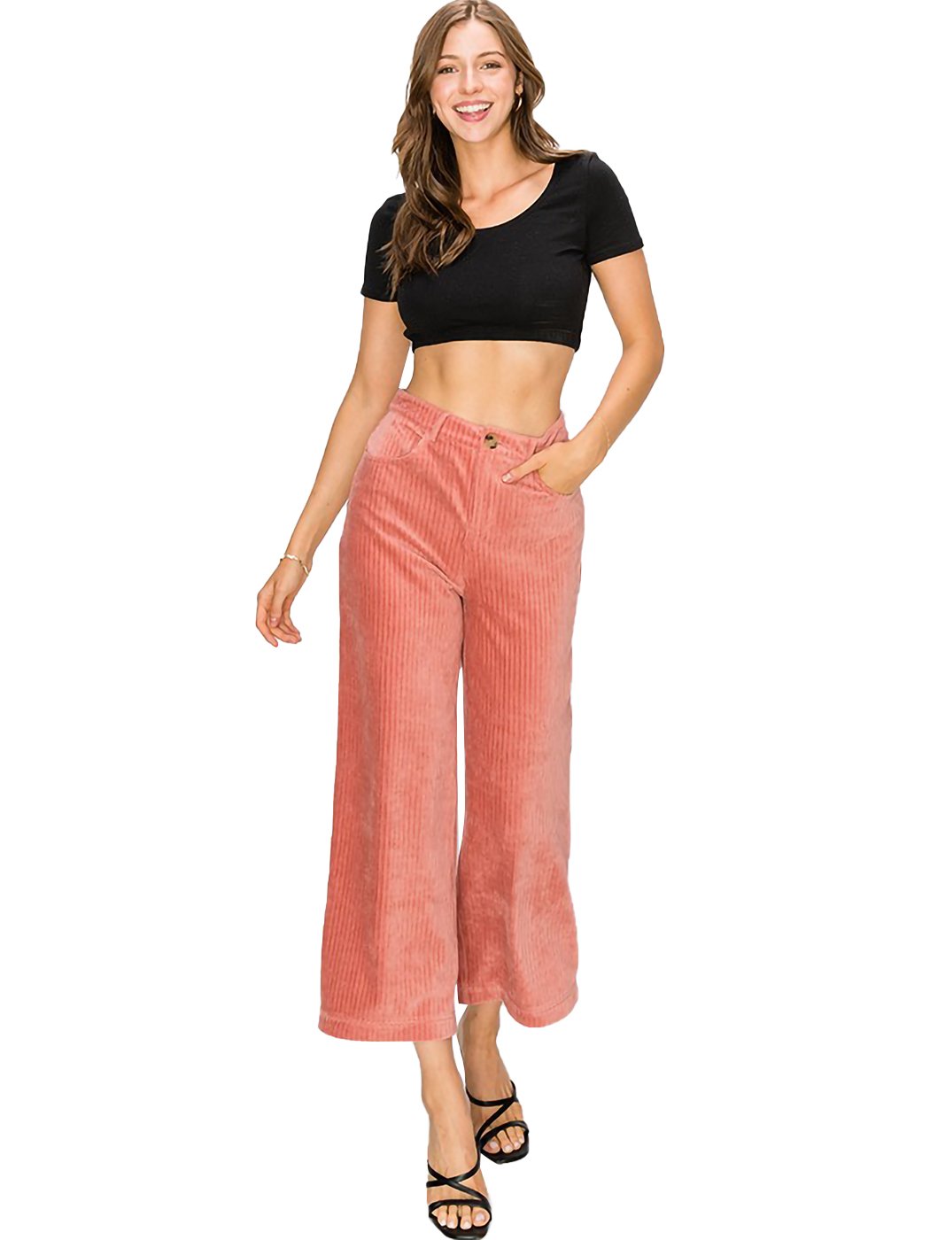 Culottes de pana de tiro alto