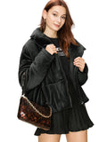 Chaqueta acolchada de terciopelo con cremallera