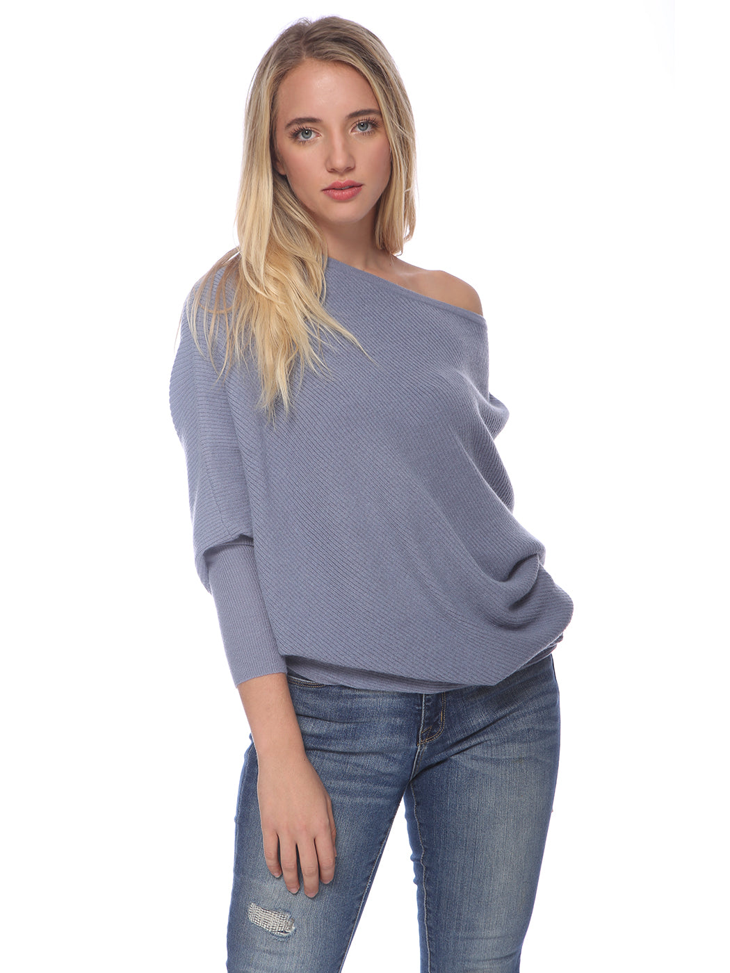 Off Shoulder Knit Batwing Sweater