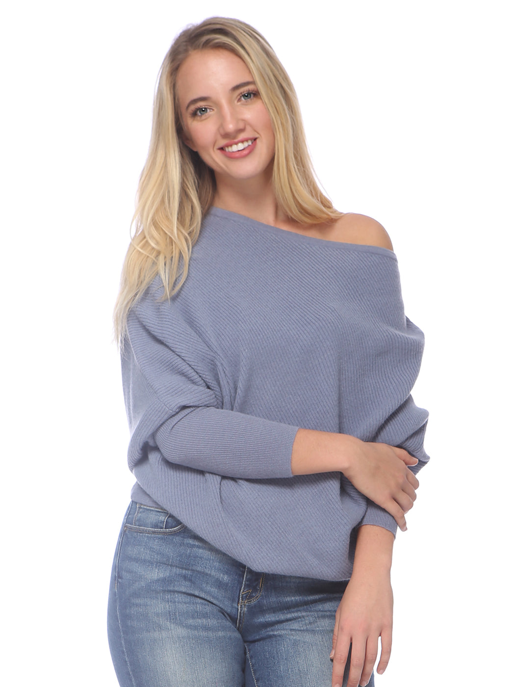 Off Shoulder Knit Batwing Sweater