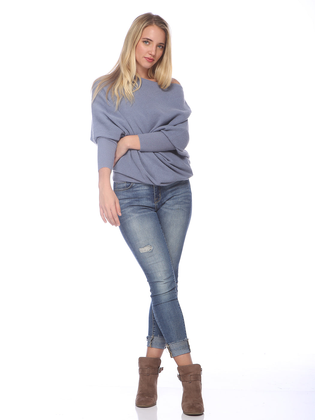 Off Shoulder Knit Batwing Sweater