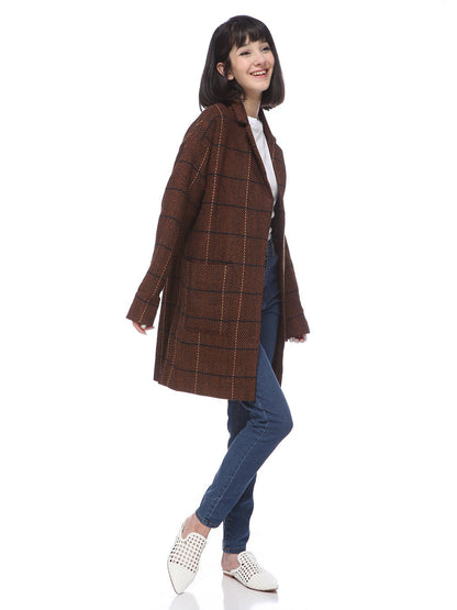 Plaid Wool Longline Over Coat