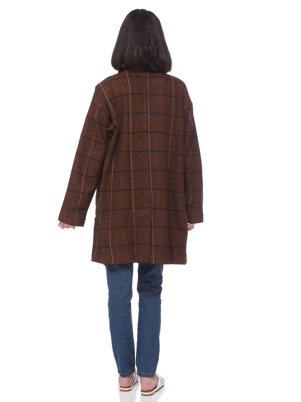 Plaid Wool Longline Over Coat