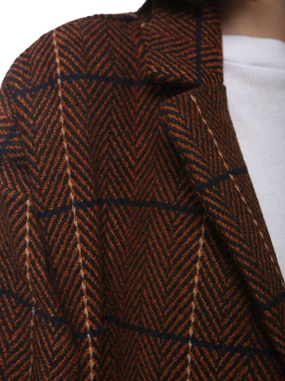 Plaid Wool Longline Over Coat