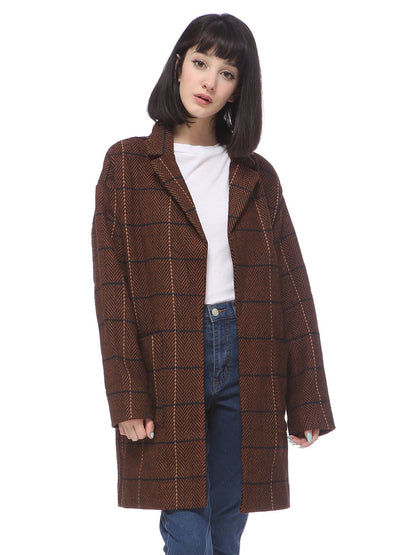 Plaid Wool Longline Over Coat