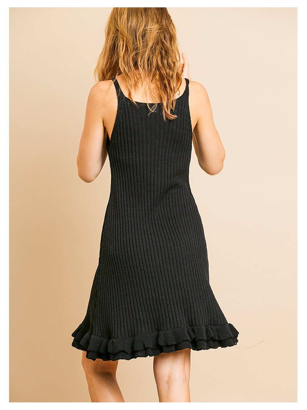 Vestido de punto acanalado sin mangas con corte en A