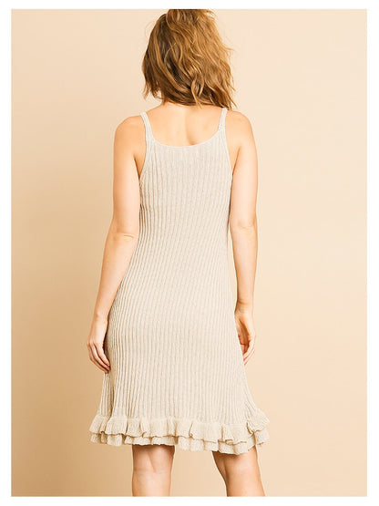 Vestido de punto acanalado sin mangas con corte en A