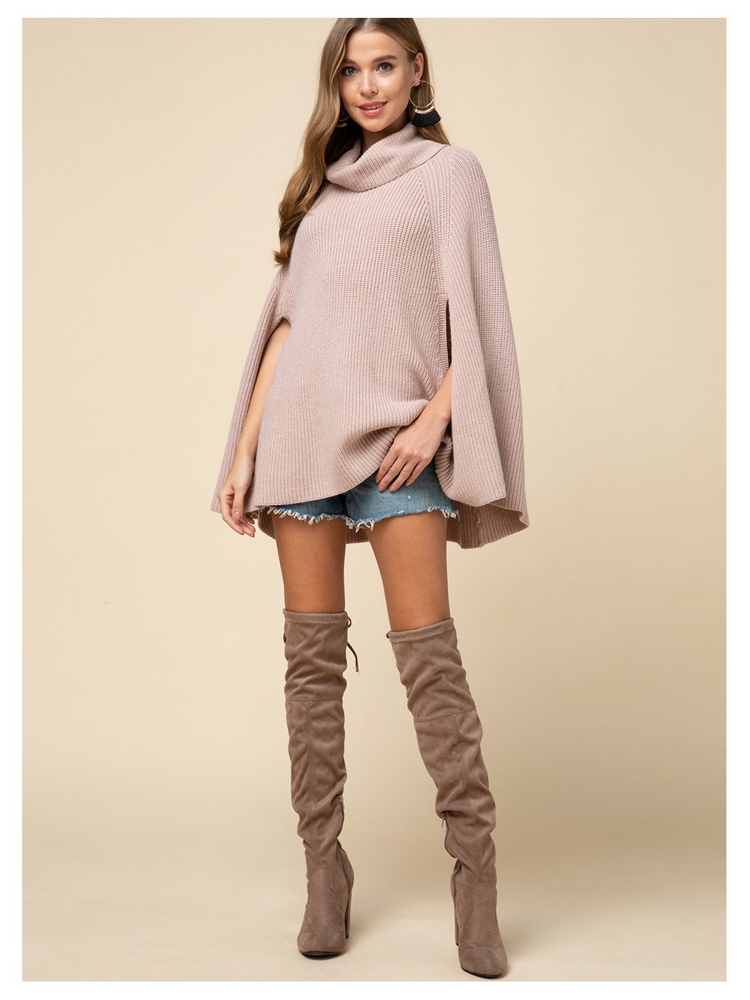 Cape Knit Cowl Neck Sweater