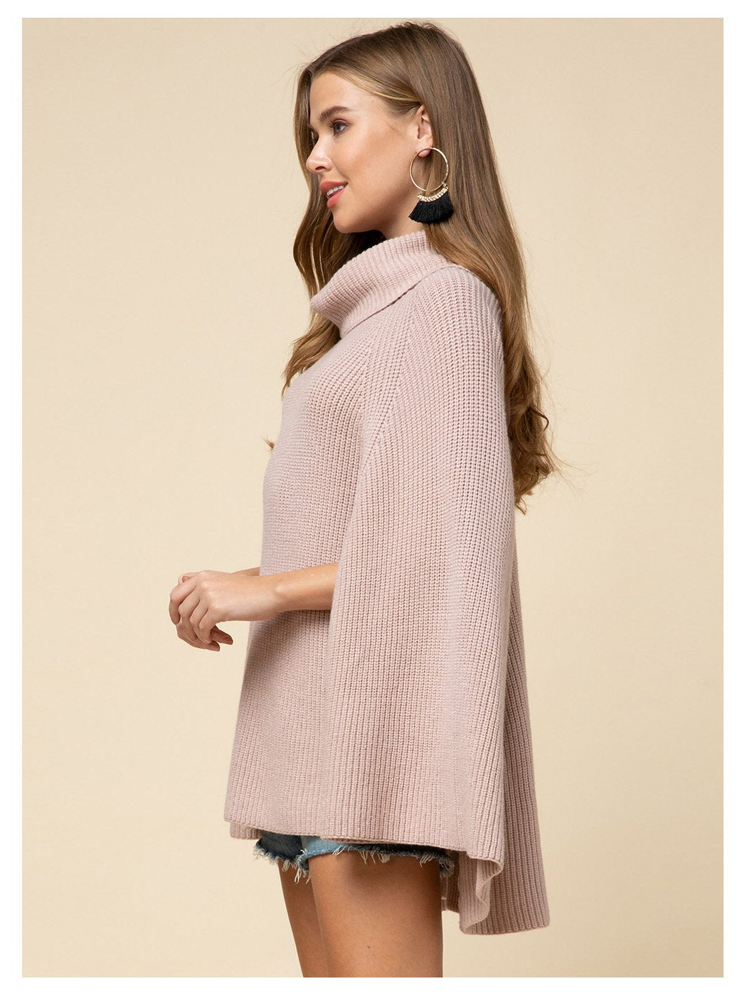 Cape Knit Cowl Neck Sweater