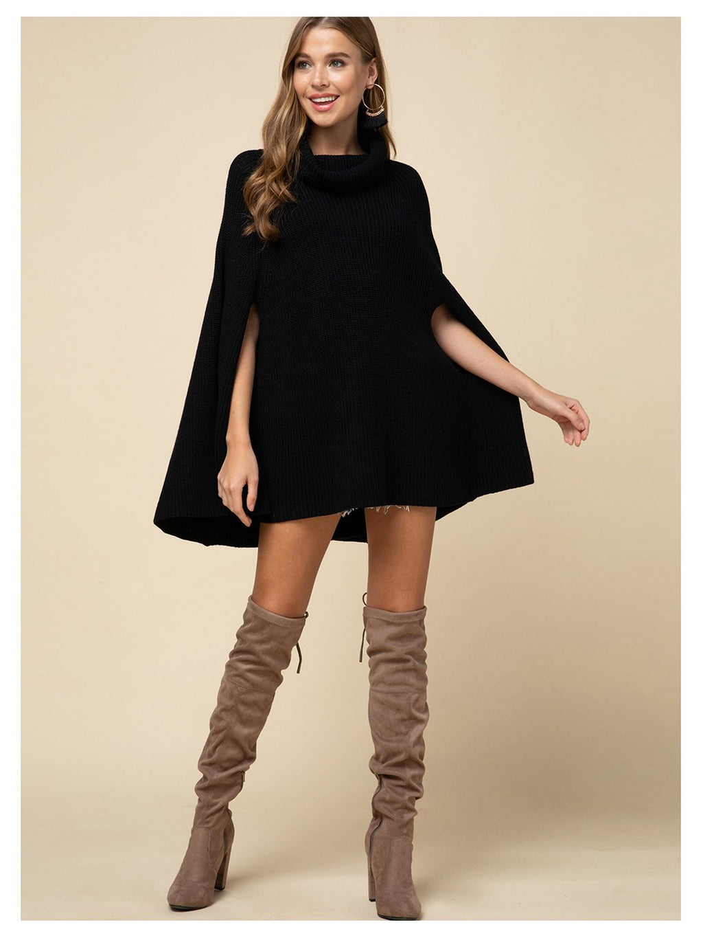 Cape Knit Cowl Neck Sweater