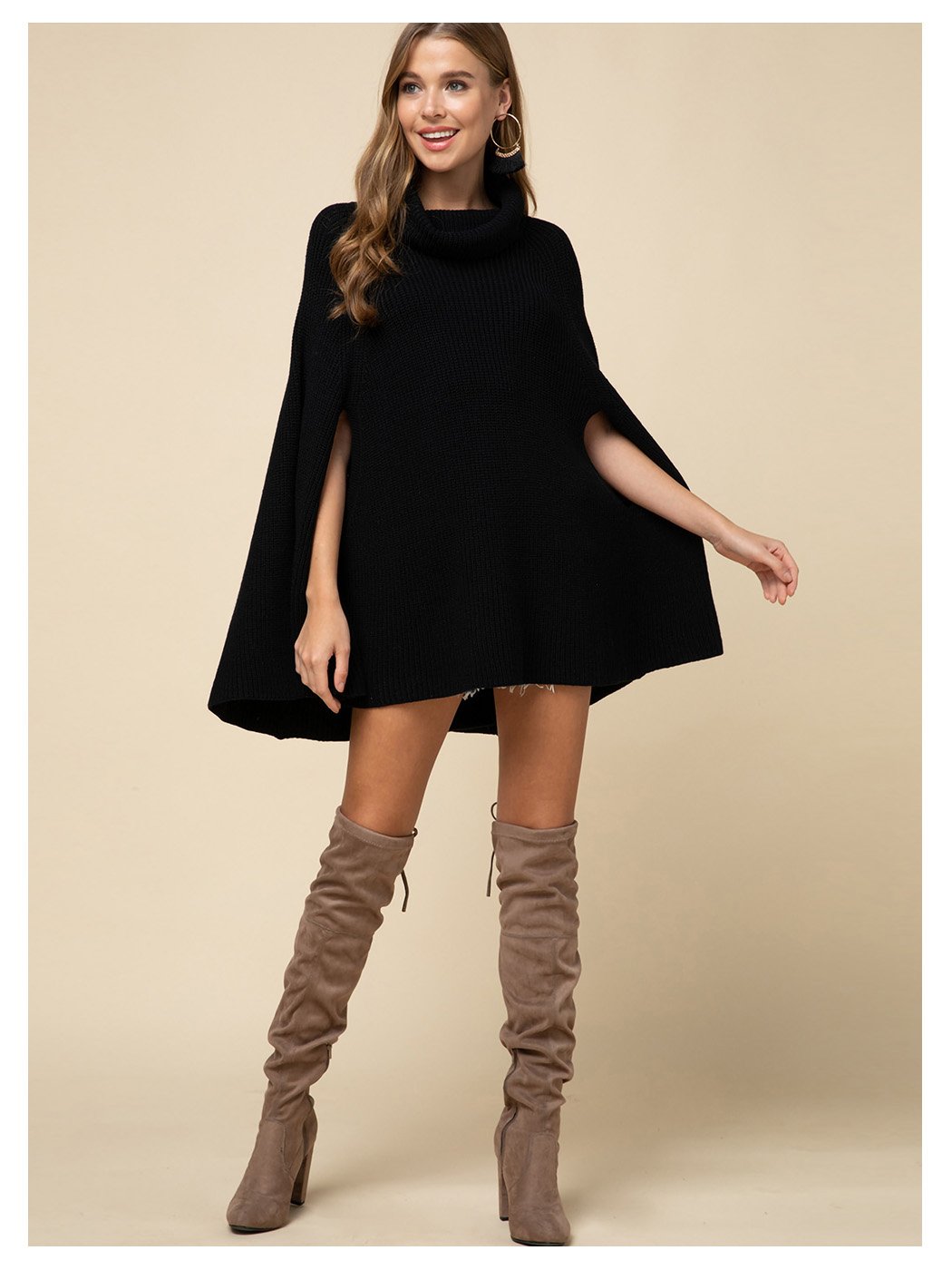 Cape Knit Cowl Neck Sweater