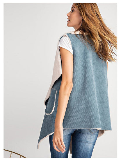 Chaleco de piel sintética de corderoy