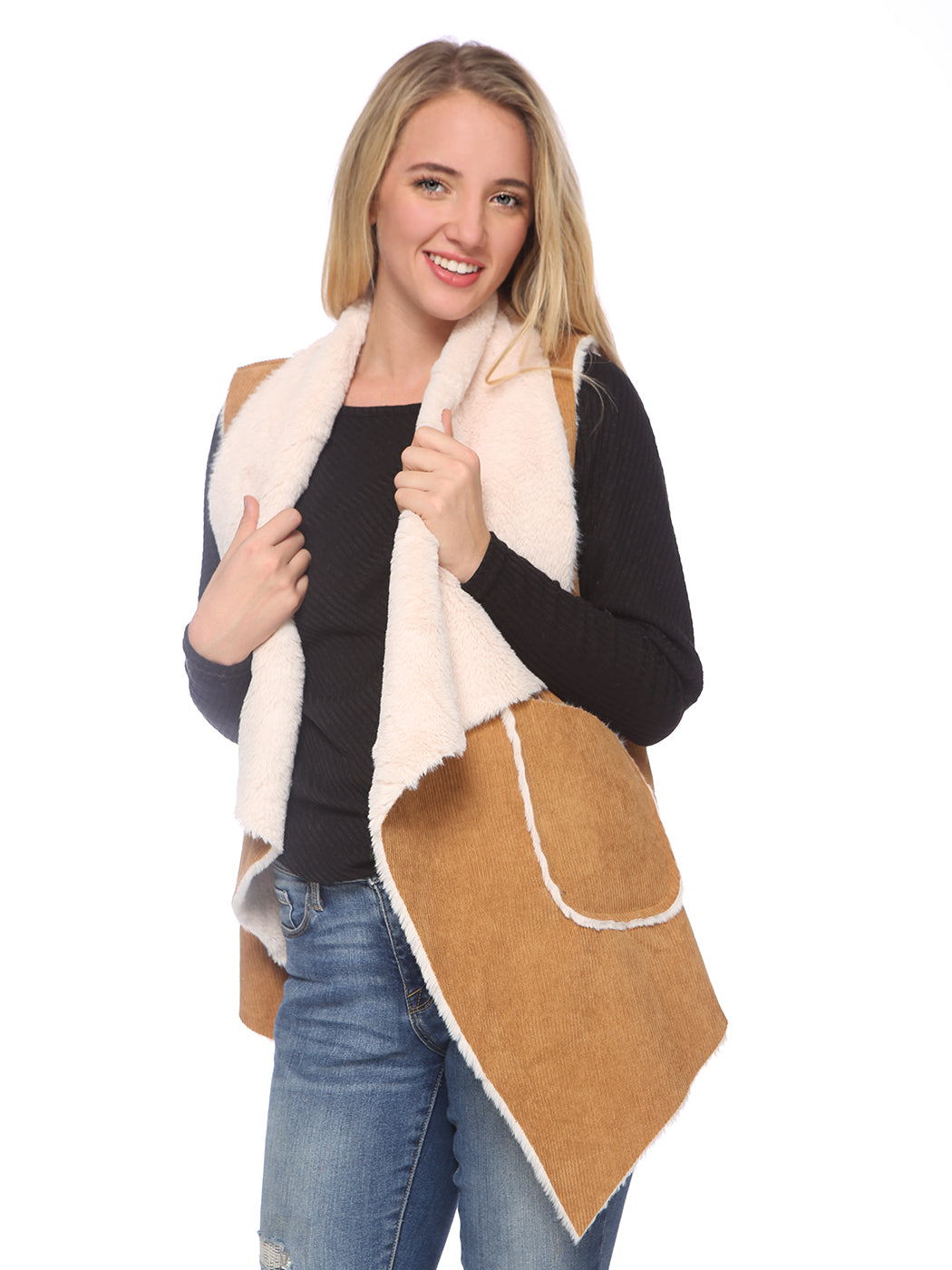 Chaleco de piel sintética de corderoy