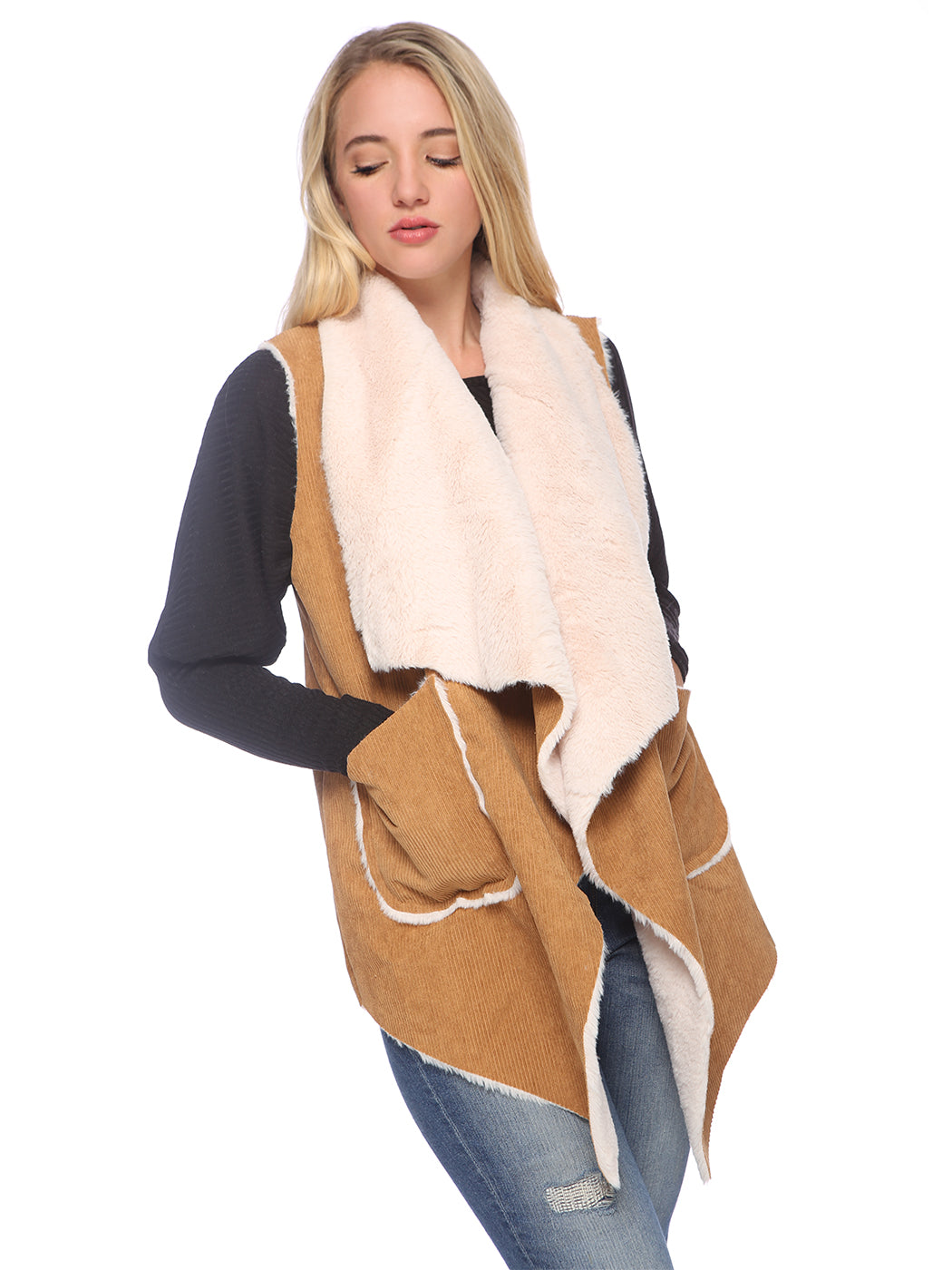 Chaleco de piel sintética de corderoy