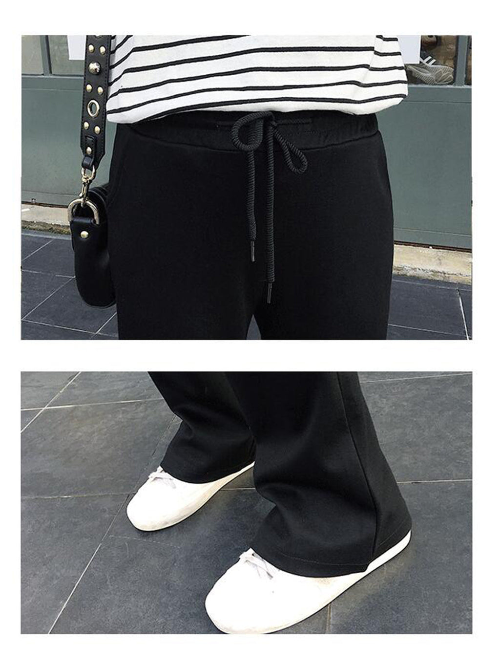 Pantalones deportivos de corte relajado con bolsillos y cordón ajustable