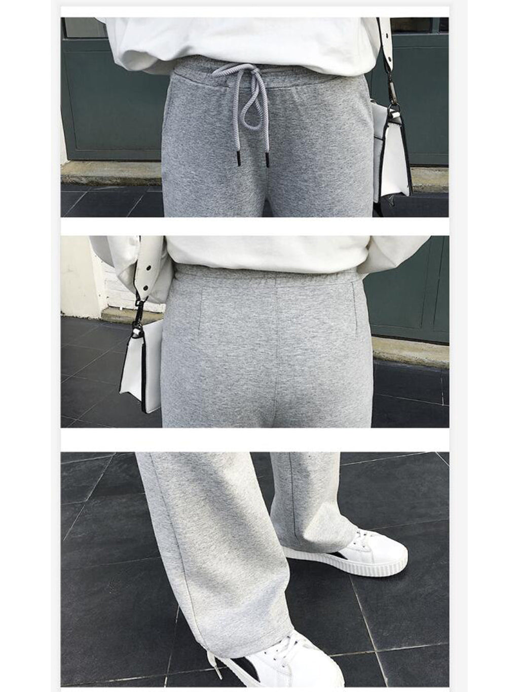 Pantalones deportivos de corte relajado con bolsillos y cordón ajustable