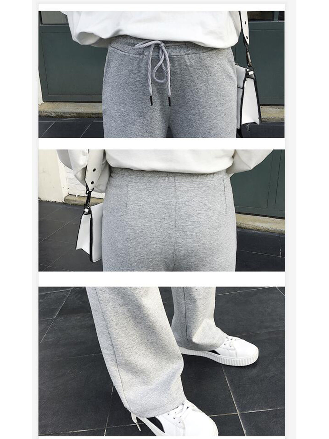 Pantalones deportivos de corte relajado con bolsillos y cordón ajustable