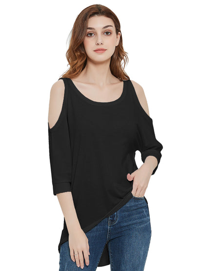 Camiseta larga con corte en los hombros