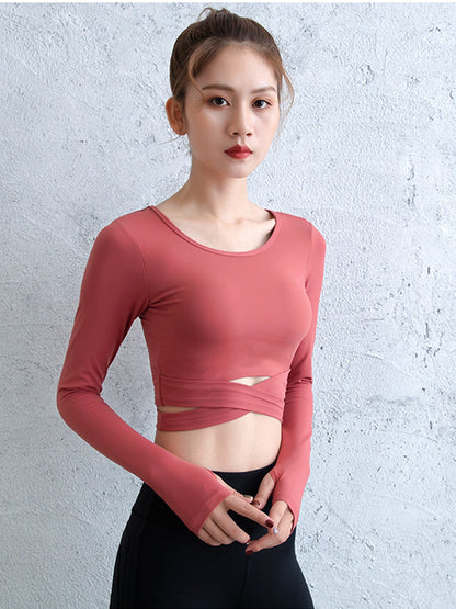 Cropped Cross Hem Yoga Top