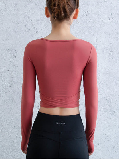 Cropped Cross Hem Yoga Top