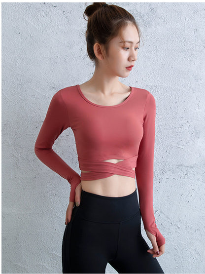 Cropped Cross Hem Yoga Top