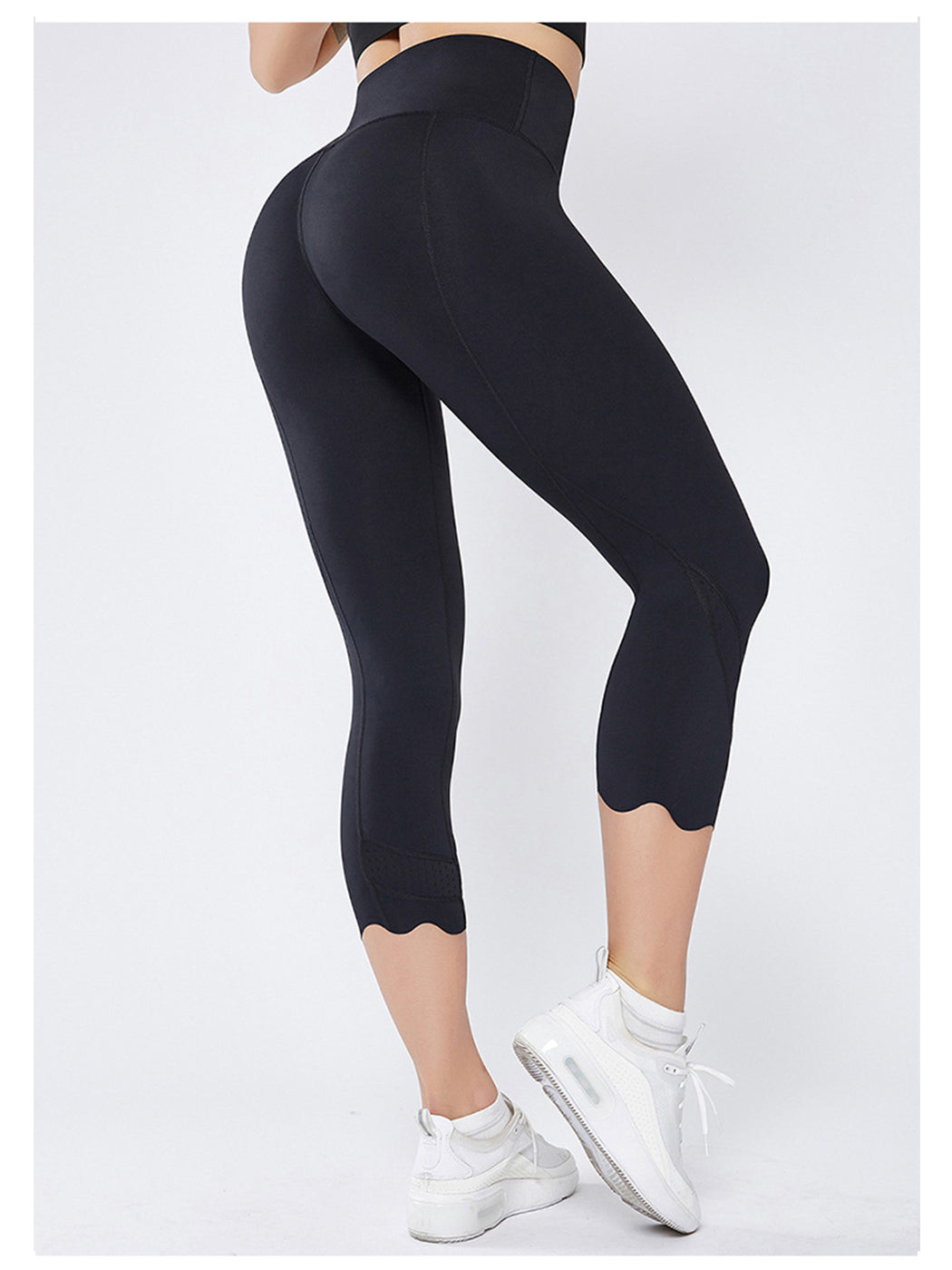 Pantalones de yoga festoneados diseñados con láser