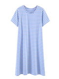 Vestido pijama de verano de manga corta a rayas