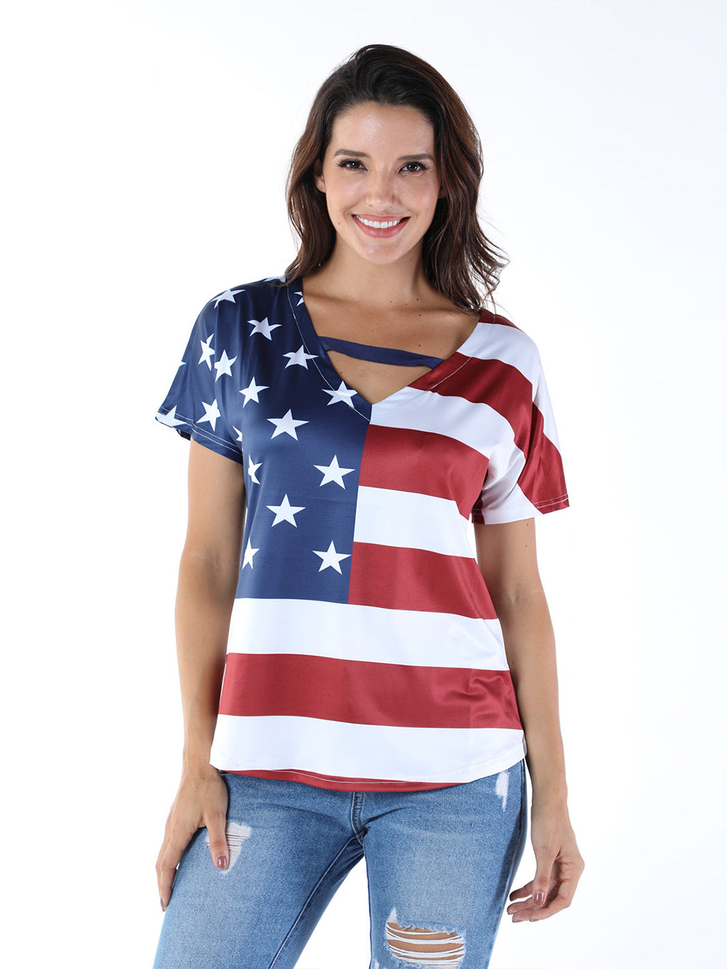 Top con cuello en V All American Girl