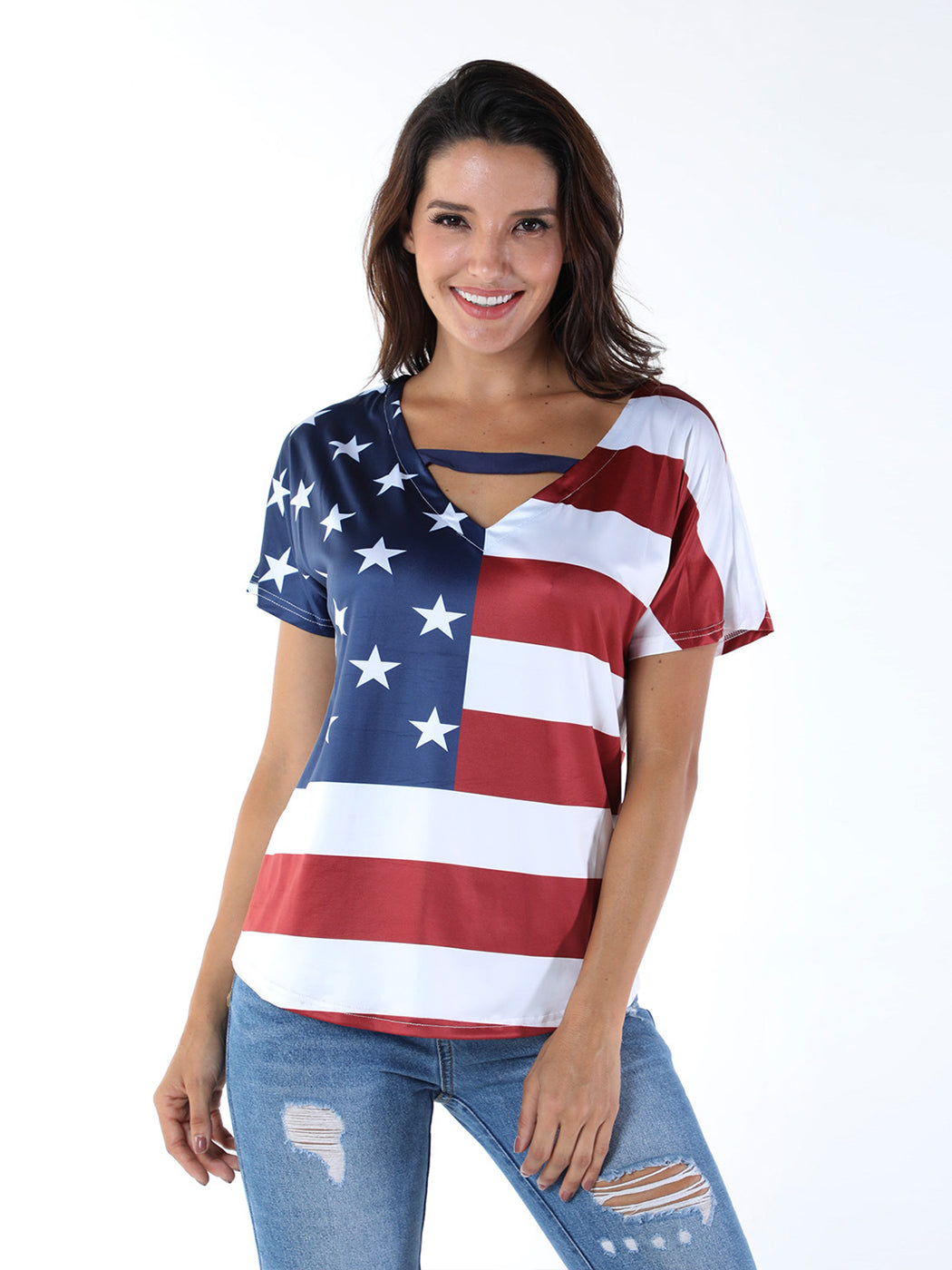 Top con cuello en V All American Girl