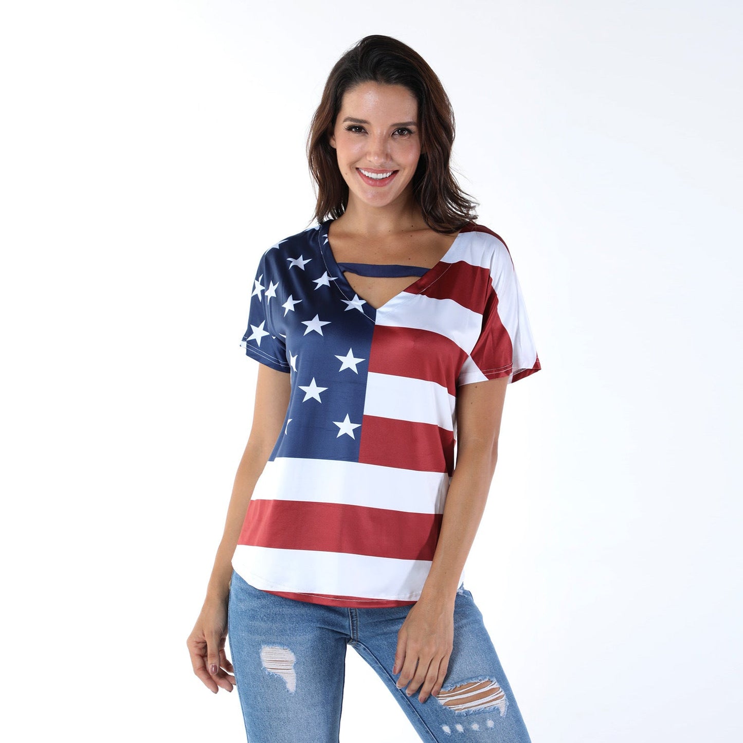 Top con cuello en V All American Girl