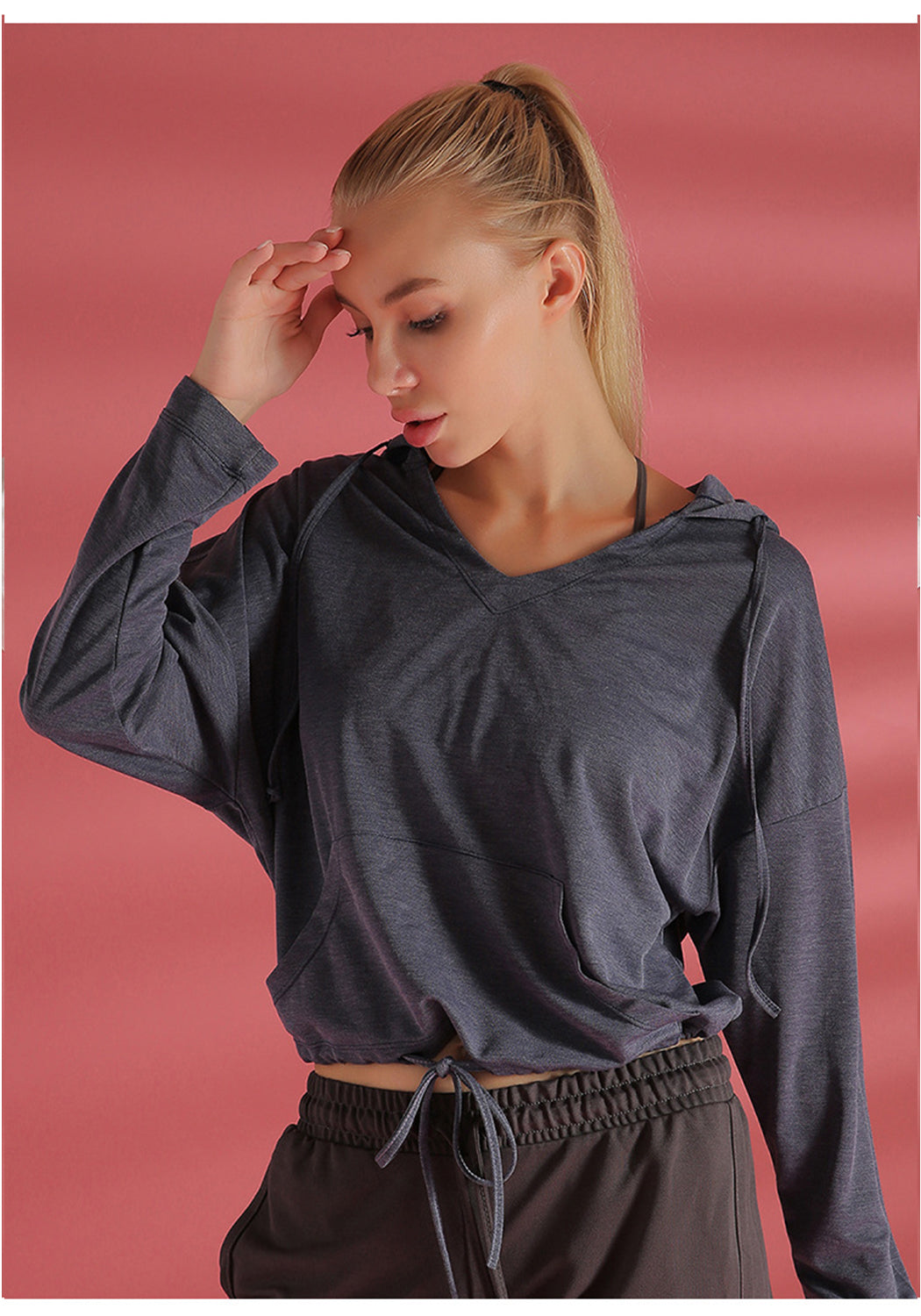 Long Sleeve Solid Hooded Sports Jacket