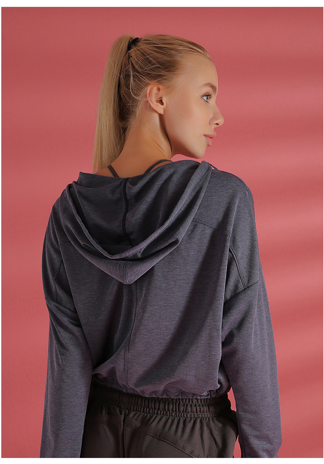 Long Sleeve Solid Hooded Sports Jacket